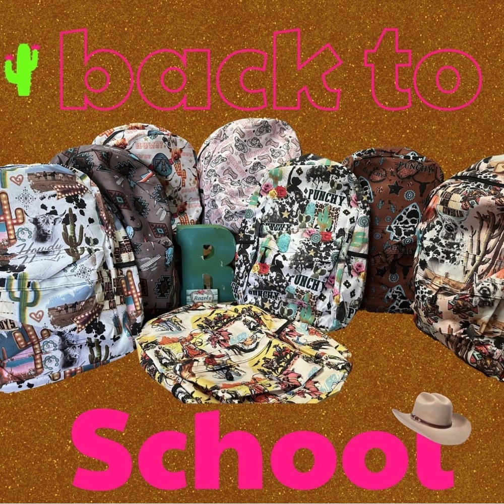 Full Size Western Backpacks, Cowgirl Cowboy Back To School Backpacks